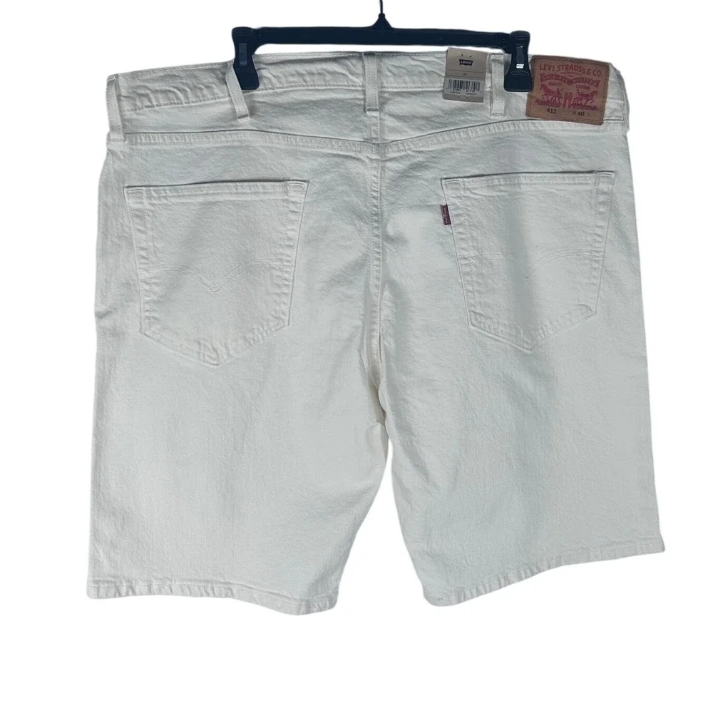 Levis 412 Slim Shorts Mens Size 40 White‎ Denim 5-Pocket Casual 393870108 NWT